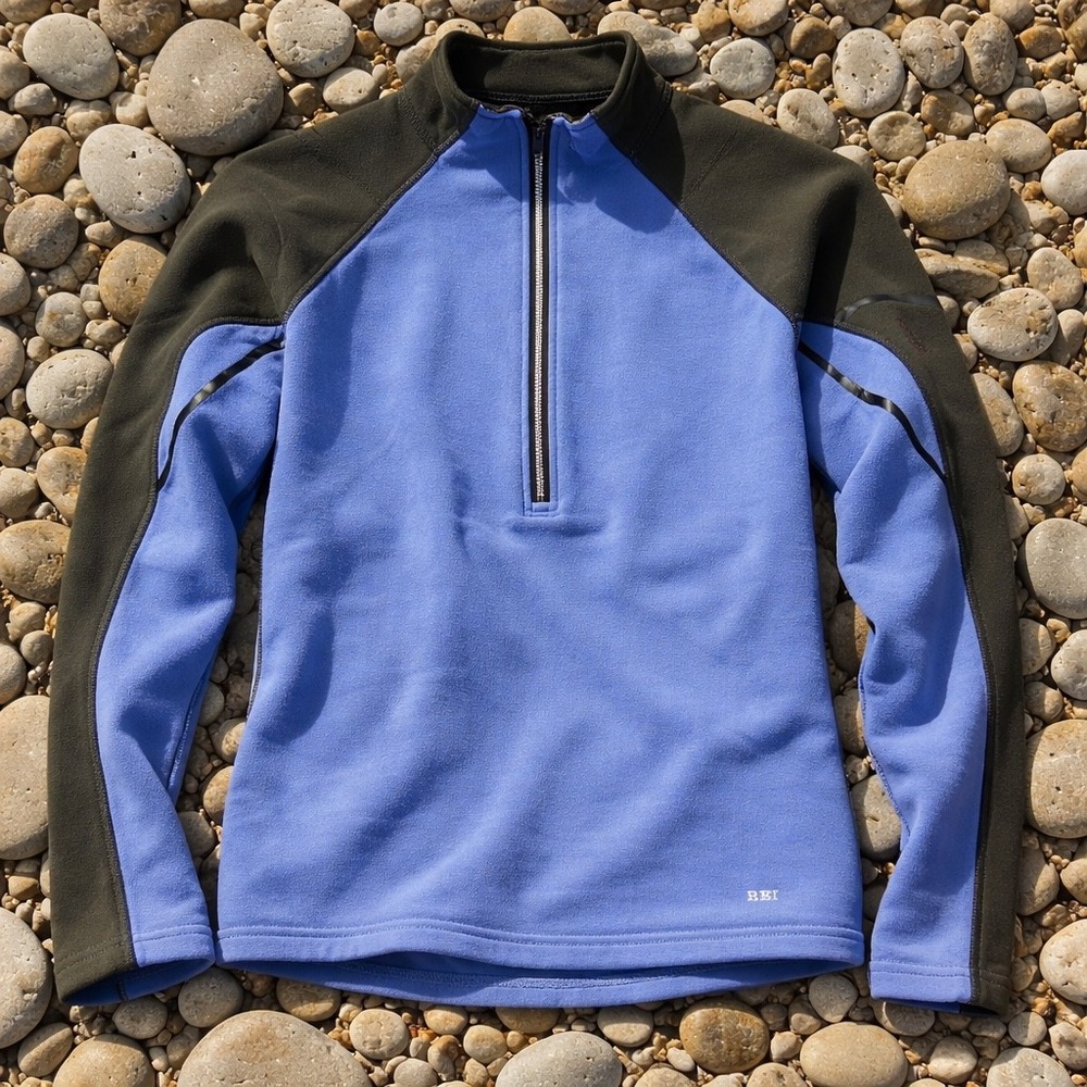REI Portal Quarter Zip Fleece Pullover Blue Black Womens Size S Gorpcore Hiking